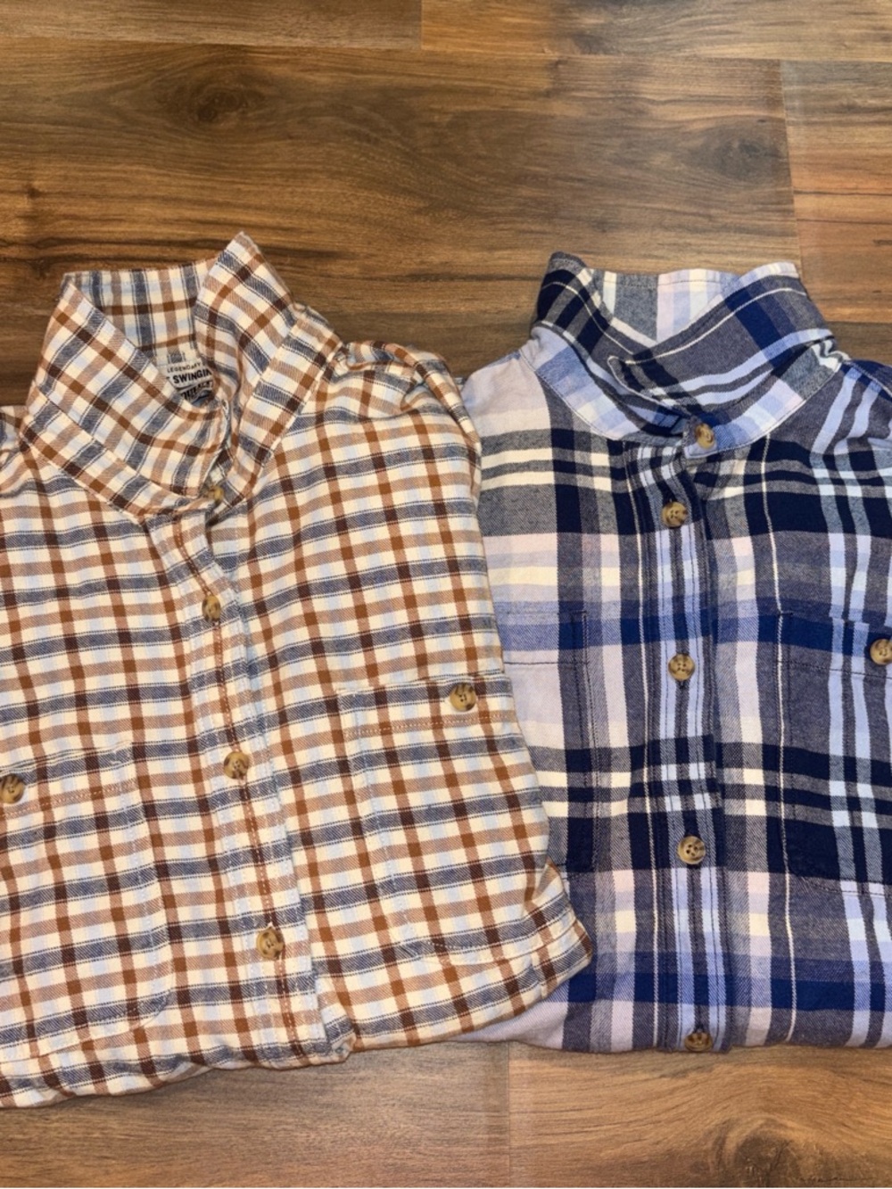 Duluth Trading Brown & Blue Plaid Flannel Bundle